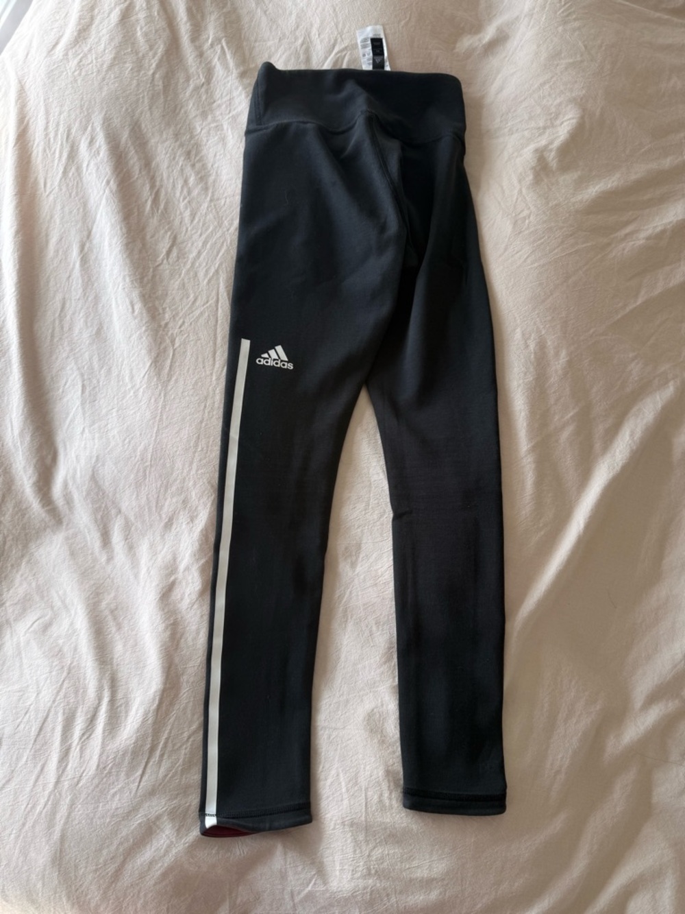 adidas Black Leggings with White Side Stripe